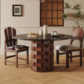 Building Block-shaped Base Stonetop Dining Table - Walnut - W59.06" x D59.06" x H29.53" - image 0