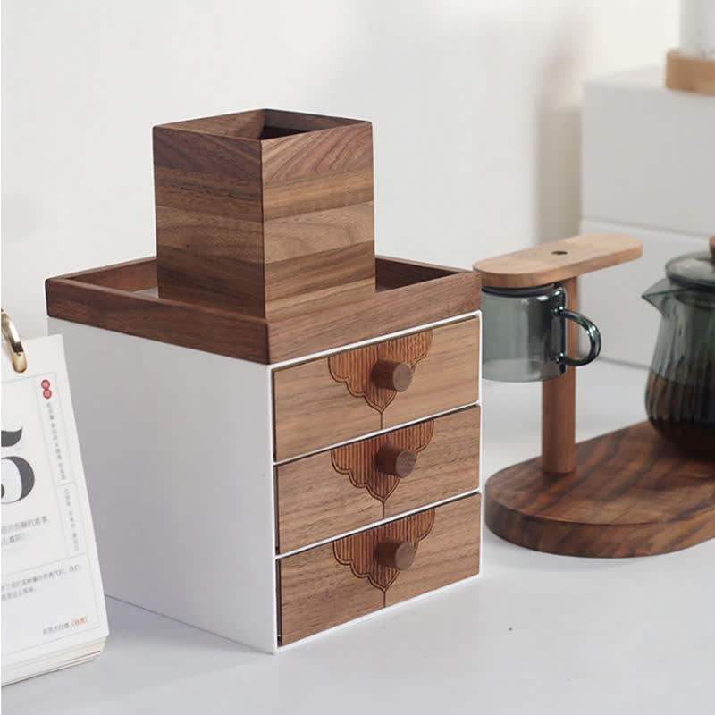 Desktop Solid Wood Drawers Storage Cabinet - image 4