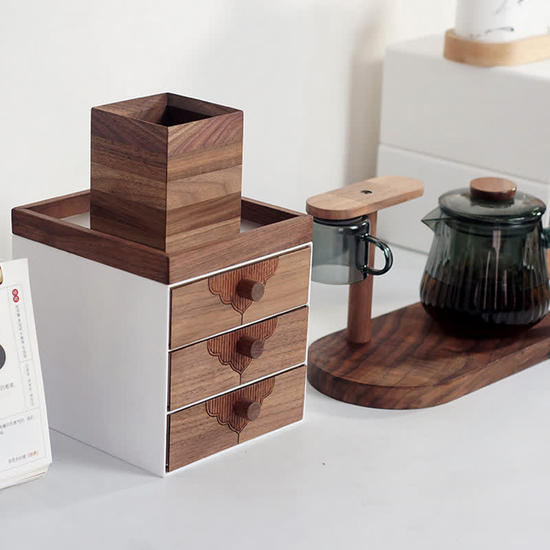 Desktop Solid Wood Drawers Storage Cabinet - image 11
