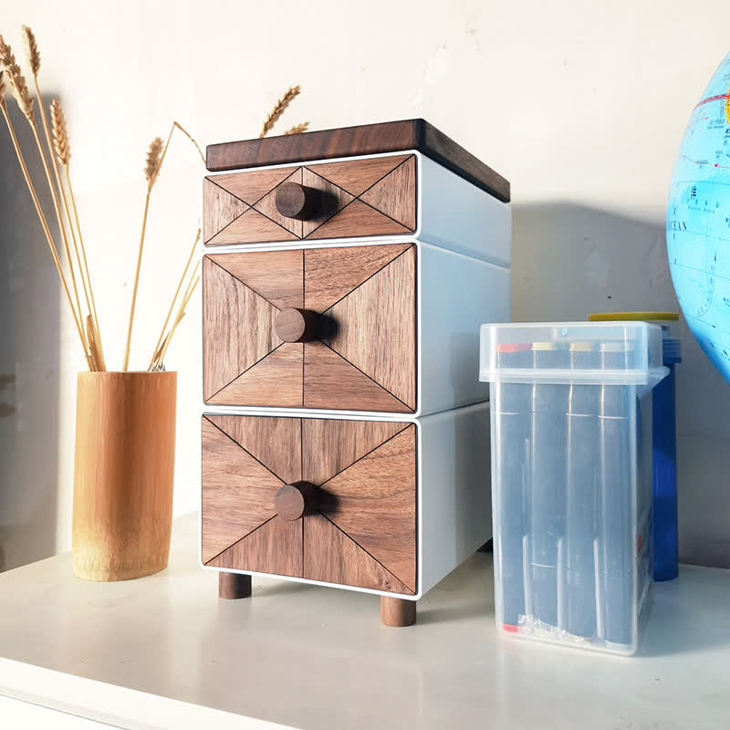 Black Walnut Solid Wood Desktop Drawers Storage Cabinet - image 4