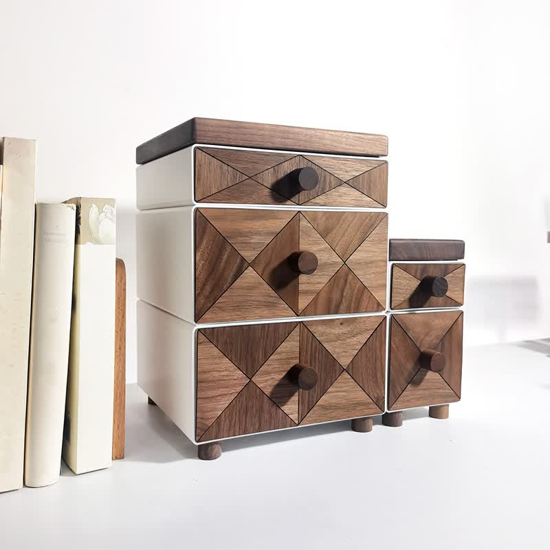 Black Walnut Solid Wood Desktop Drawers Storage Cabinet - image 0