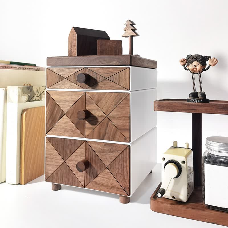 Black Walnut Solid Wood Desktop Drawers Storage Cabinet - image 5
