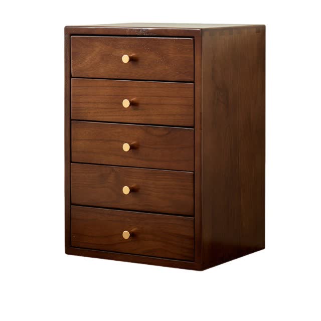 Retro Solid Wood Desktop Drawer Storage Cabinet - image 1