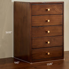 Retro Solid Wood Desktop Drawer Storage Cabinet - 5 layers 5 darwers - 11.81"W x 9.45"D x 16.93"H - image 13