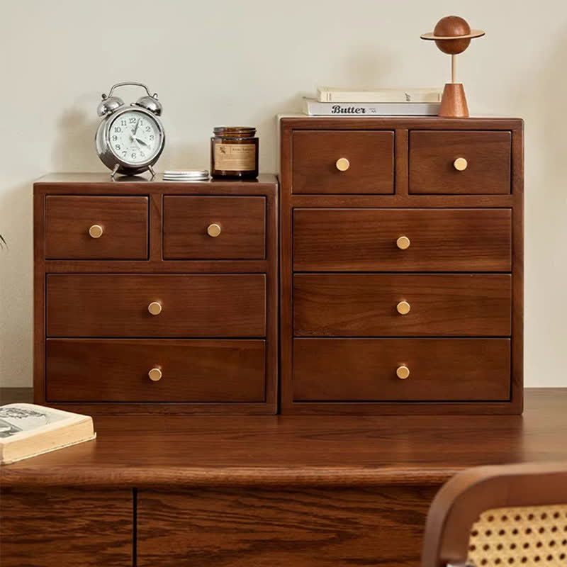 Retro Solid Wood Desktop Drawer Storage Cabinet - image 4