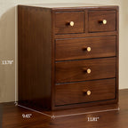Retro Solid Wood Desktop Drawer Storage Cabinet - 4 layers 5 darwers - 11.81"W x 9.45"D x 13.78"H - image 16