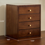 Retro Solid Wood Desktop Drawer Storage Cabinet - 4 layers 4 darwers - 11.81"W x 9.45"D x 13.78"H - image 11