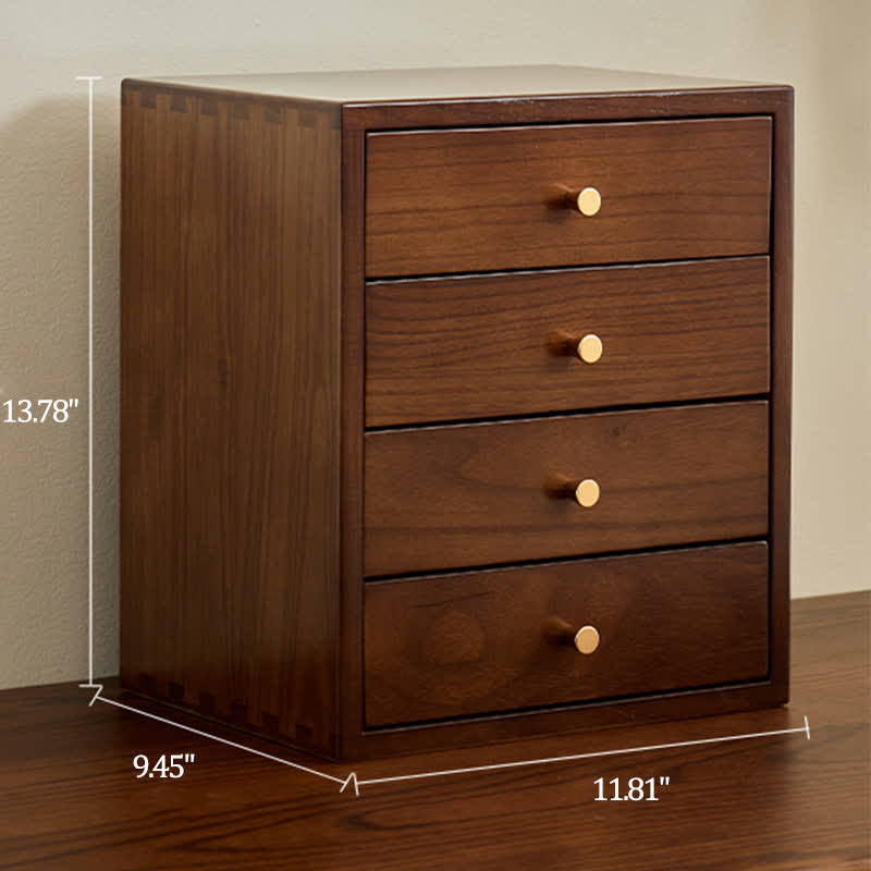 Retro Solid Wood Desktop Drawer Storage Cabinet - 4 layers 4 darwers - 11.81"W x 9.45"D x 13.78"H - image 11