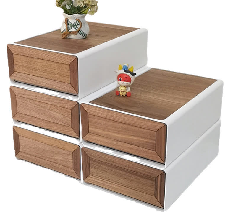 Black Walnut Solid Wood Finish Drawer Storage Box - image 1