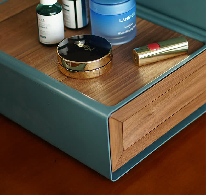 Black Walnut Solid Wood Finish Drawer Storage Box - image 4