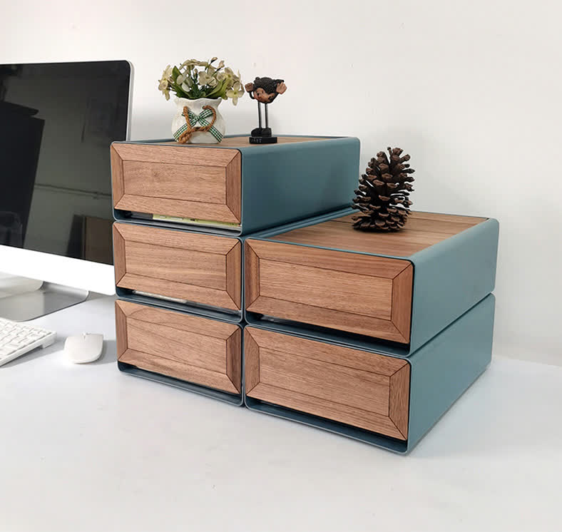 Black Walnut Solid Wood Finish Drawer Storage Box - image 0