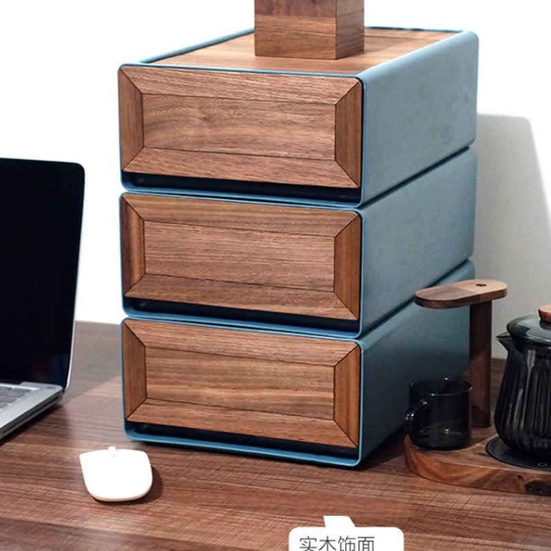 Black Walnut Solid Wood Finish Drawer Storage Box - image 3