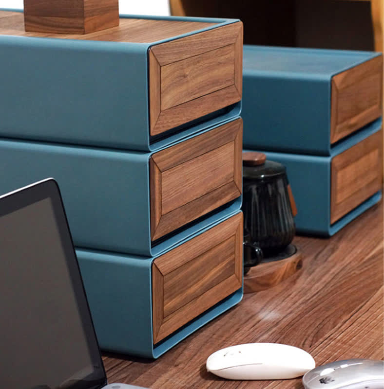 Black Walnut Solid Wood Finish Drawer Storage Box - image 2