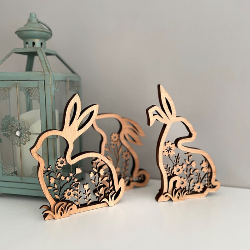 Easter Wooden Floral Bunny Home Decor Set - image 4