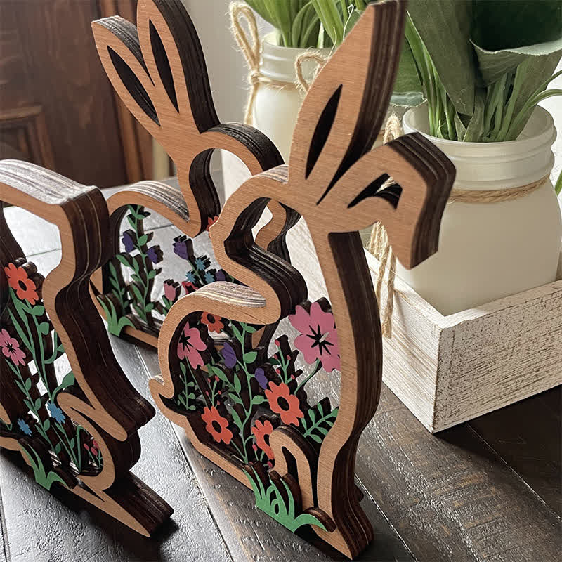 Easter Wooden Floral Bunny Home Decor Set - image 6
