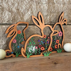 Easter Wooden Floral Bunny Home Decor Set - 5.79"L x 1.18"W x 7.08"H - image 0