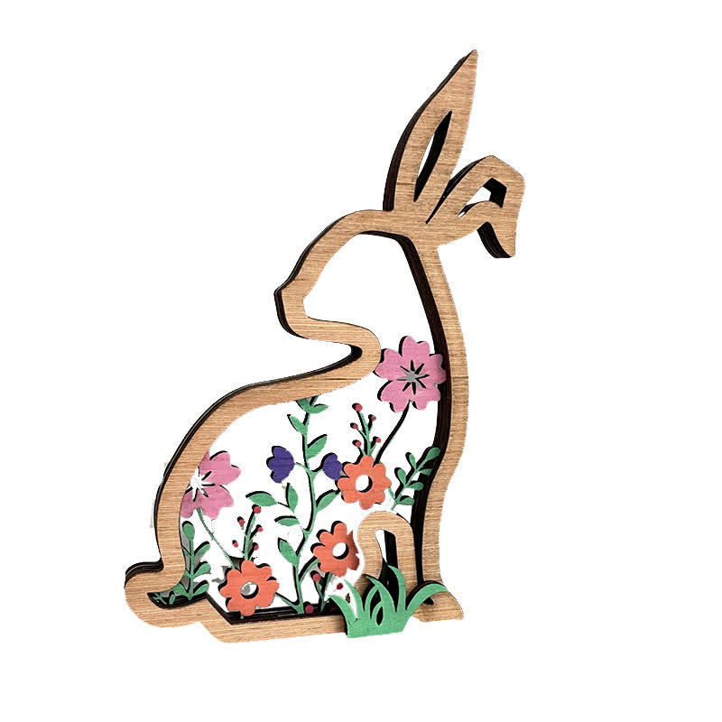 Easter Wooden Floral Bunny Home Decor Set - image 1