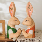 Easter Wood Carving Praying Bunny Ornament - image 0