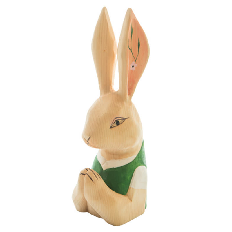 Easter Wood Carving Praying Bunny Ornament - image 7