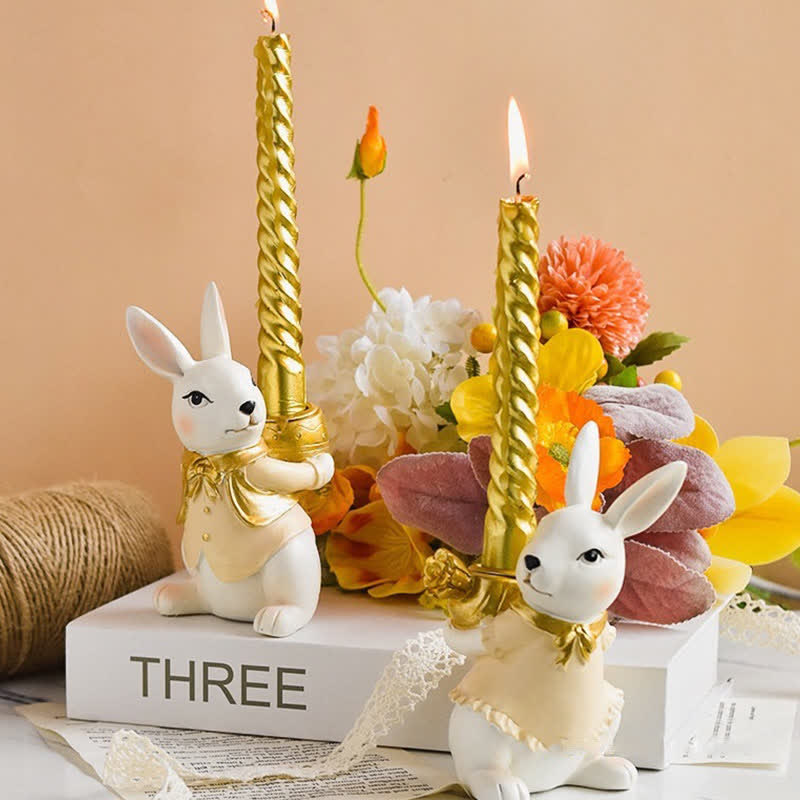 Easter Resin Bunny Candlestick Decorative Ornament - image 3