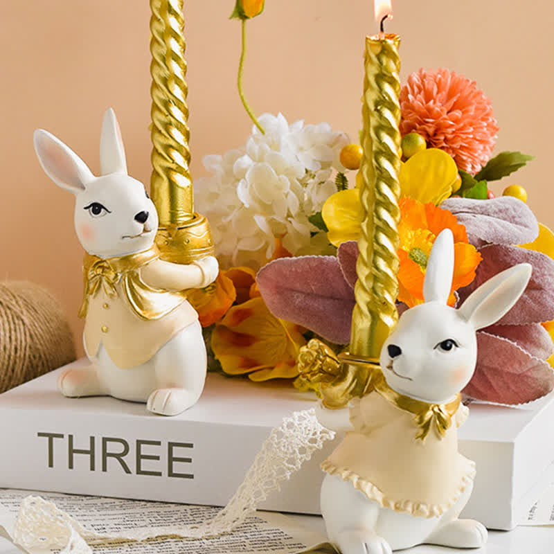Easter Resin Bunny Candlestick Decorative Ornament - image 6