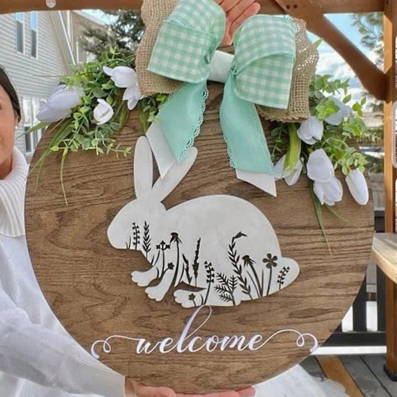 Easter Wooden Bunny Door Hanging Decor - A - image 0