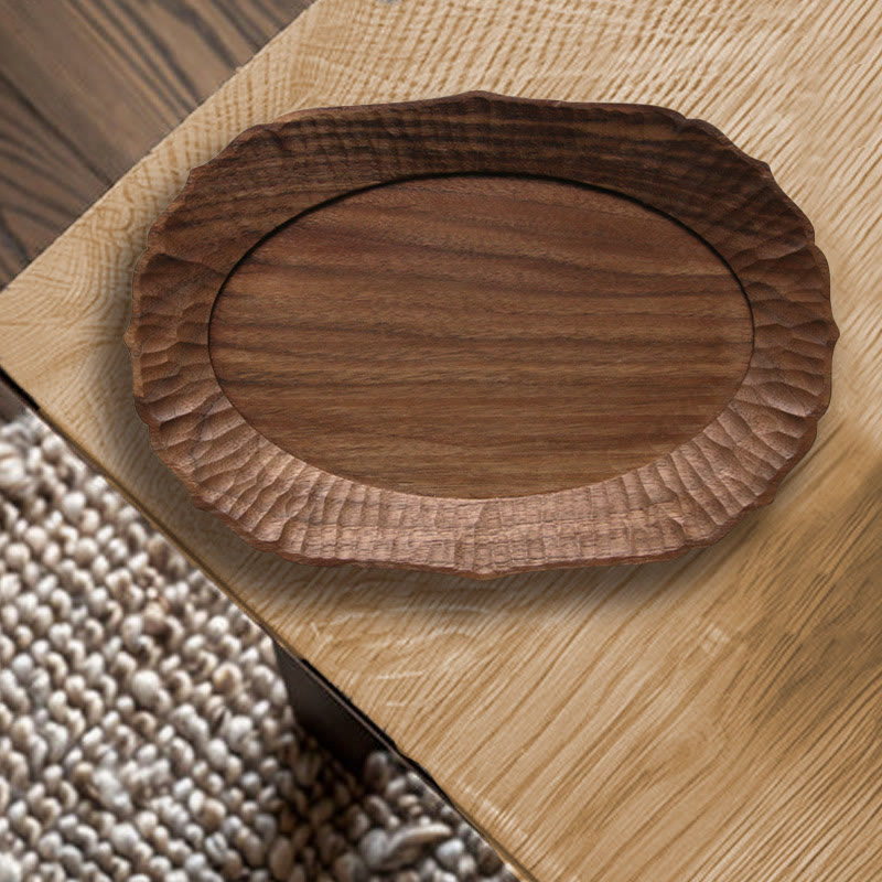 Solid Wood Carved Lace Tray - 8.66'' W X 11.81'' D X 1.57'' H - Walnut - image 7