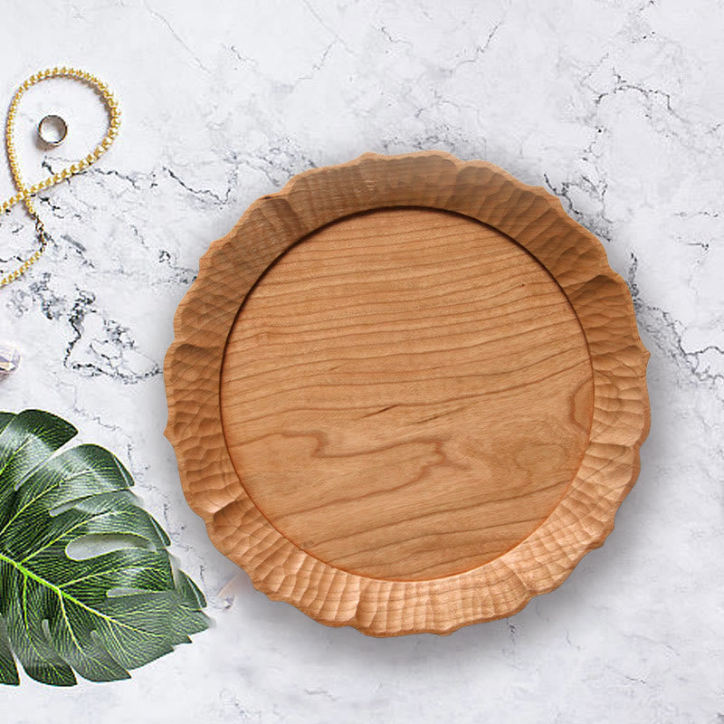Solid Wood Carved Lace Tray - 11.81'' W X 11.81'' D X 1.57'' H - Cherry wood - image 9
