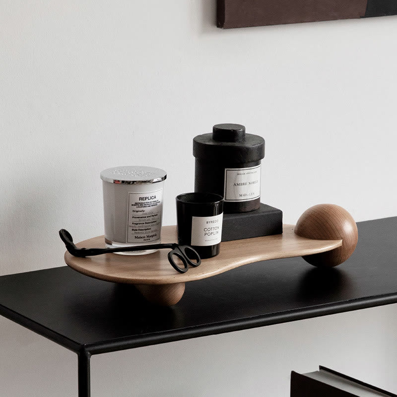 Natural Wood Color Entryway Storage Tray