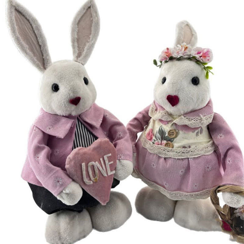 Easter Pink Bunny Couple Decorative Ornaments - image 1