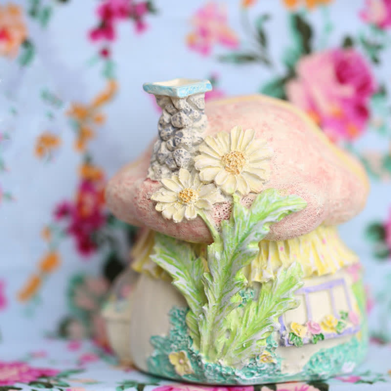 Easter Resin Bunny Mushroom House Ornament - image 2