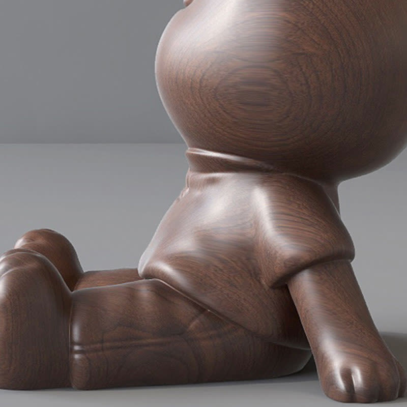 Wooden Carved Rabbit Phone Holder Ornament - image 7