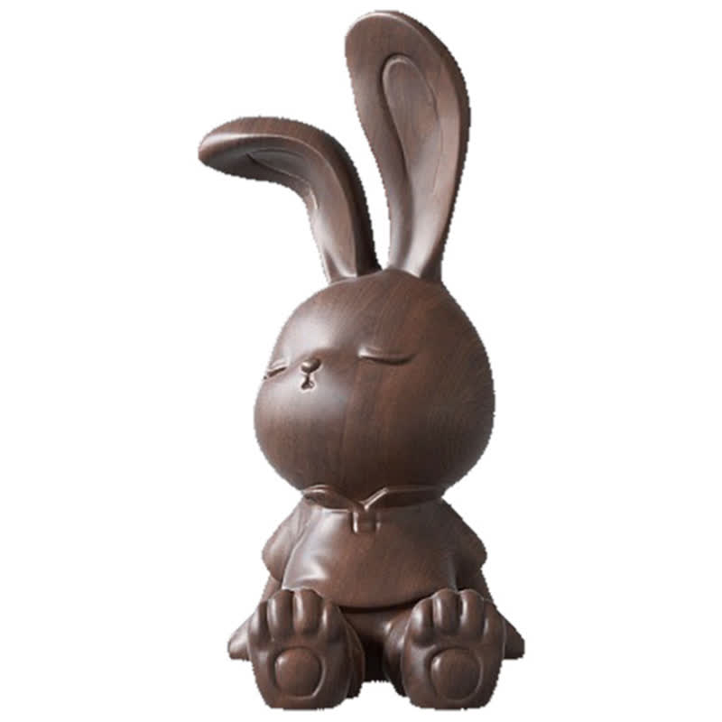 Wooden Carved Rabbit Phone Holder Ornament - image 1