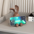 Wooden Carved Rabbit Phone Holder Ornament - image 4