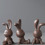 Wooden Carved Rabbit Phone Holder Ornament - image 2
