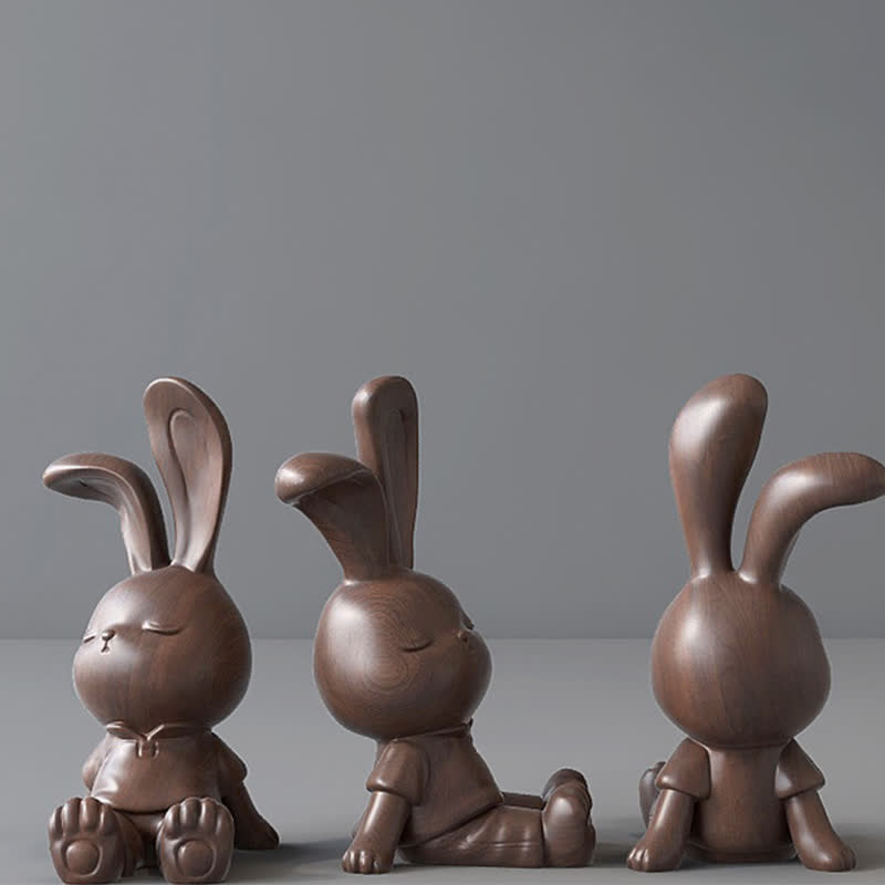 Wooden Carved Rabbit Phone Holder Ornament - image 2