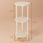 Medieval Solid Wood Round Side Table - 3 layers - Beige - 15.75"W x 15.75"D x 37.79"H - image 13