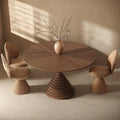 Solid Wood Parquetry Round Dining Table - Walnut - W51.18" x D51.18" x H29.53" - image 2