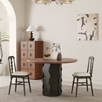 Wave-patterned Base Solid Wood Round Dining Table - image 3