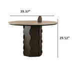 Wave-patterned Base Solid Wood Round Dining Table - image 8