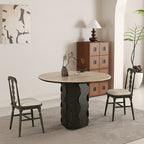 Wave-patterned Base Solid Wood Round Dining Table - image 4