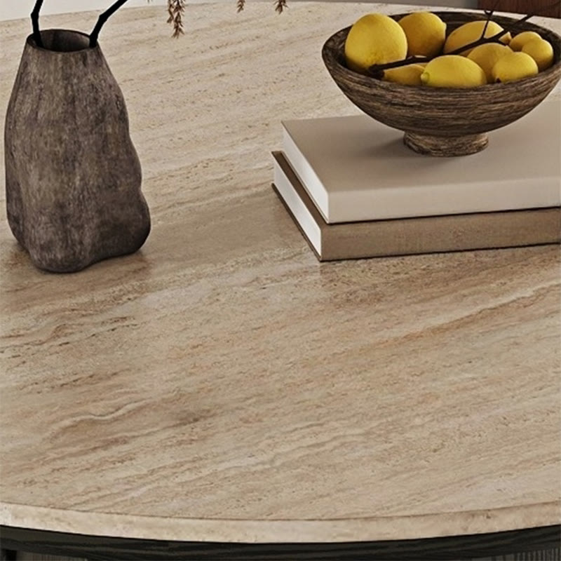 Wave-patterned Base Solid Wood Round Dining Table