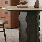 Wave-patterned Base Solid Wood Round Dining Table - image 6