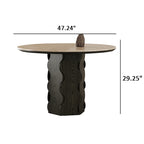 Wave-patterned Base Solid Wood Round Dining Table - image 9