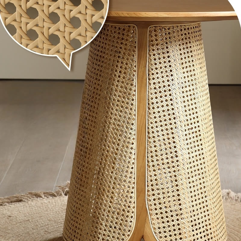 Minimalist Rattan-woven Solid Wood Dining Table