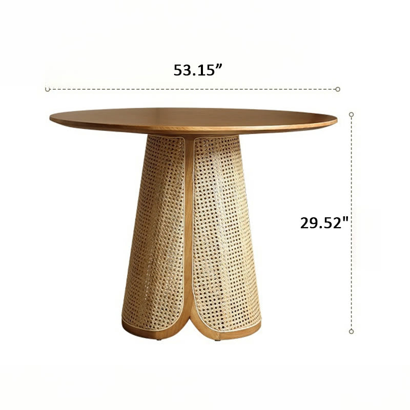 Minimalist Rattan-woven Solid Wood Dining Table
