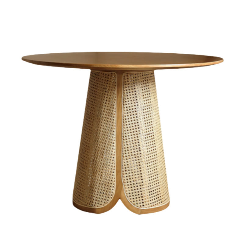 Minimalist Rattan-woven Solid Wood Dining Table