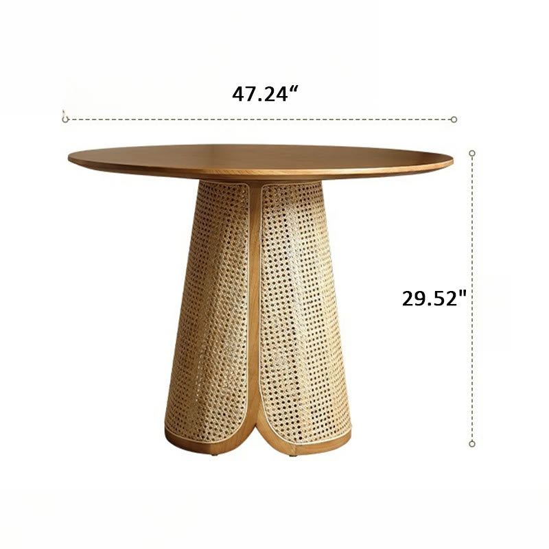 Minimalist Rattan-woven Solid Wood Dining Table