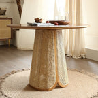 Minimalist Rattan-woven Solid Wood Dining Table - image 2