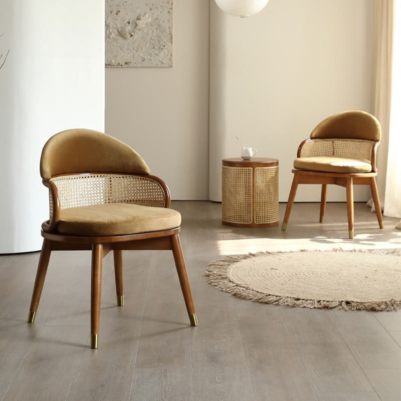 Minimalist Rattan-woven Solid Wood Dining Table Sets